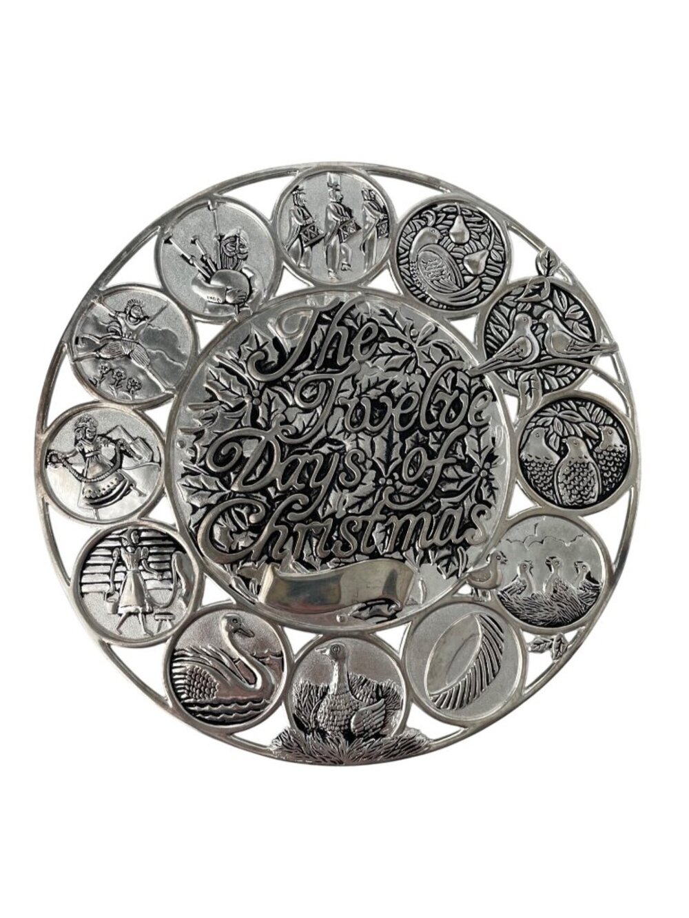The Twelve Days Of Christmas Silver-Plated Trivet Silver Plated 8" Diameter